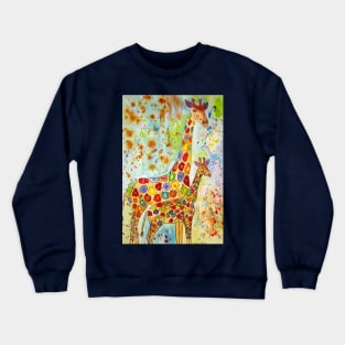 Colourful Mother and Baby Giraffes Crewneck Sweatshirt